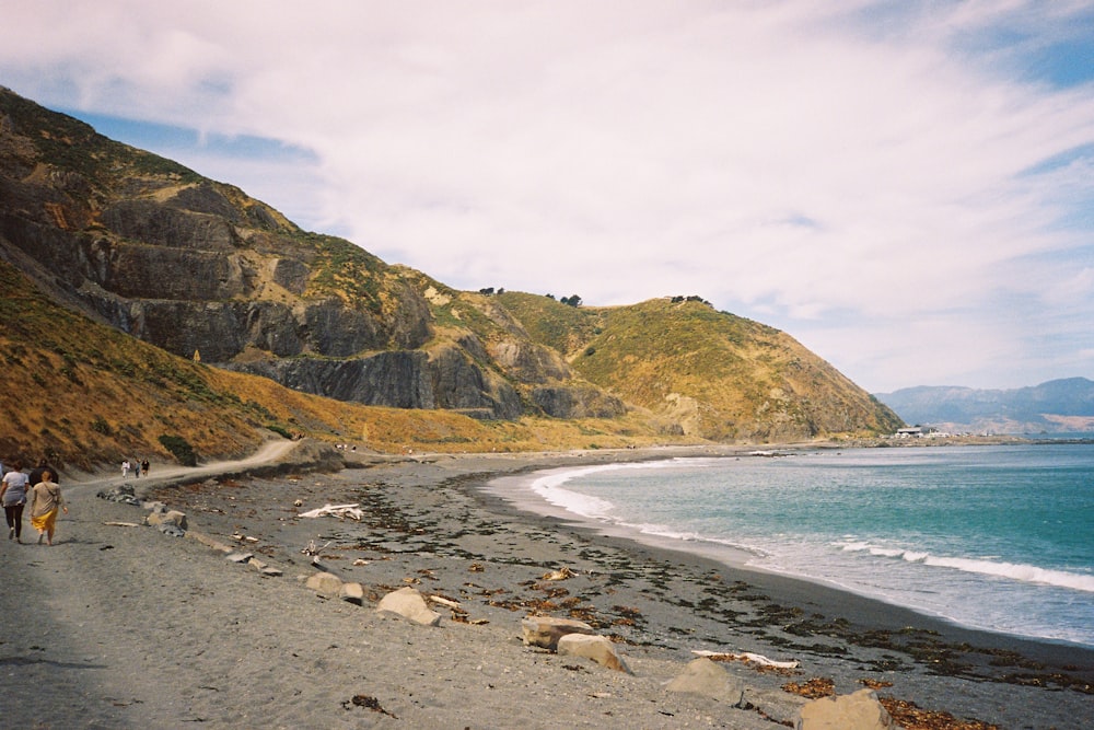 brown and green mountain beside body of water during daytime