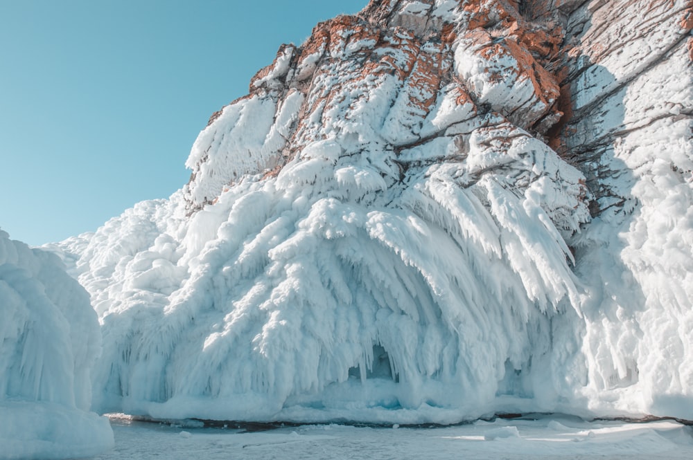 snow covered mountain during daytime