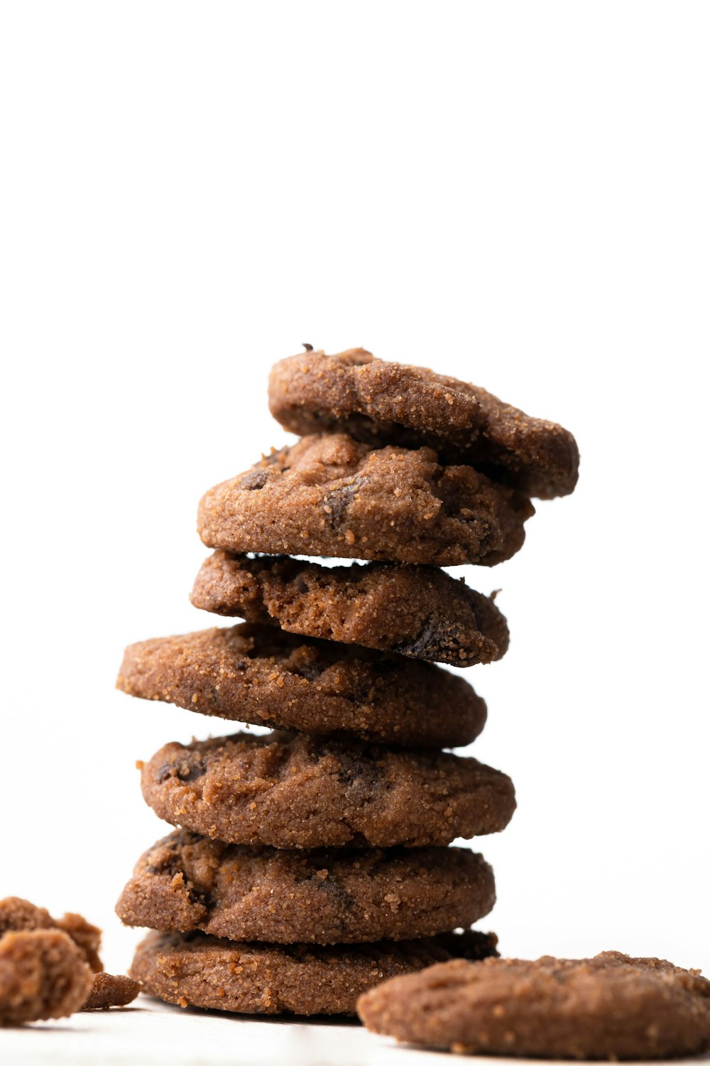 pile of cookies on white background