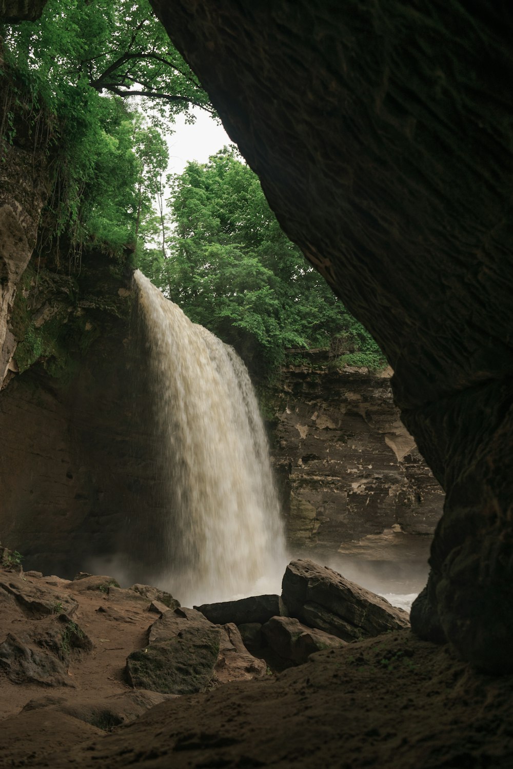 waterfalls in the middle of the forest during daytime