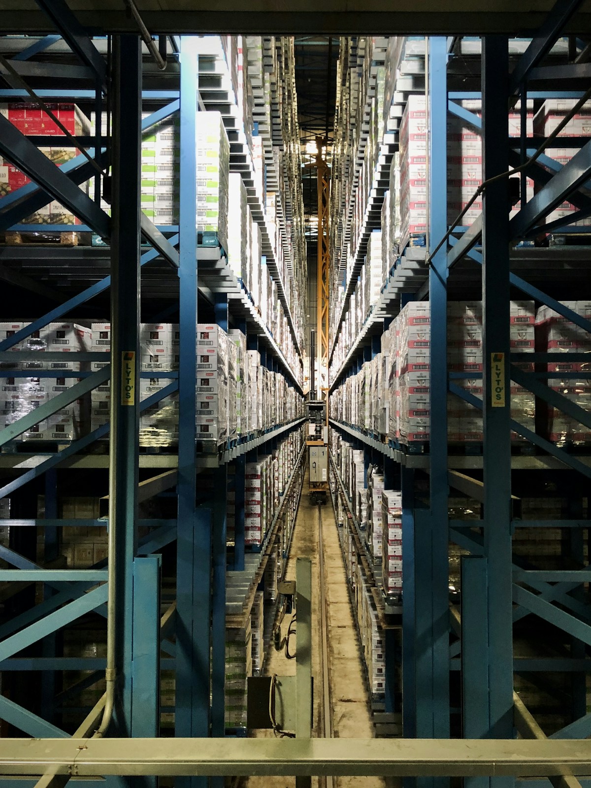 Structural steel racking components at close range