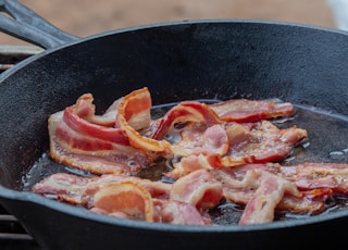 cooked food on black pan