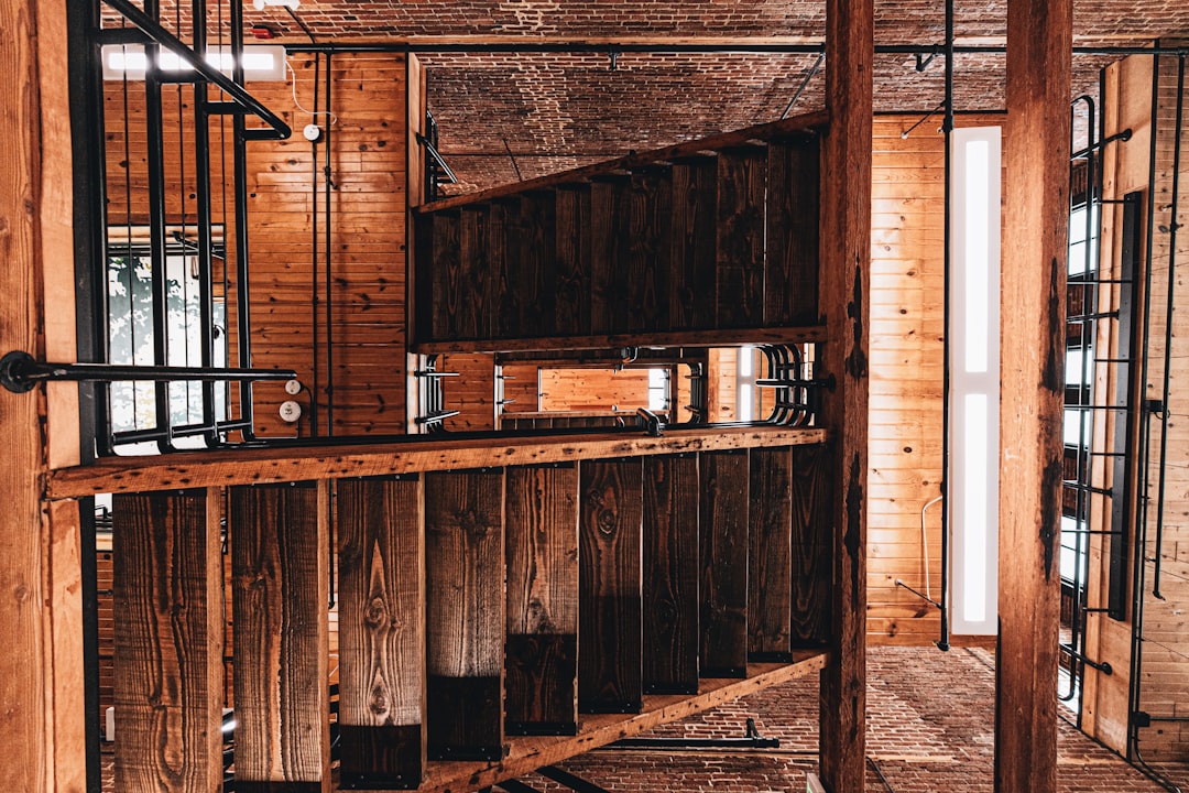 brown wooden door with brown wooden frame