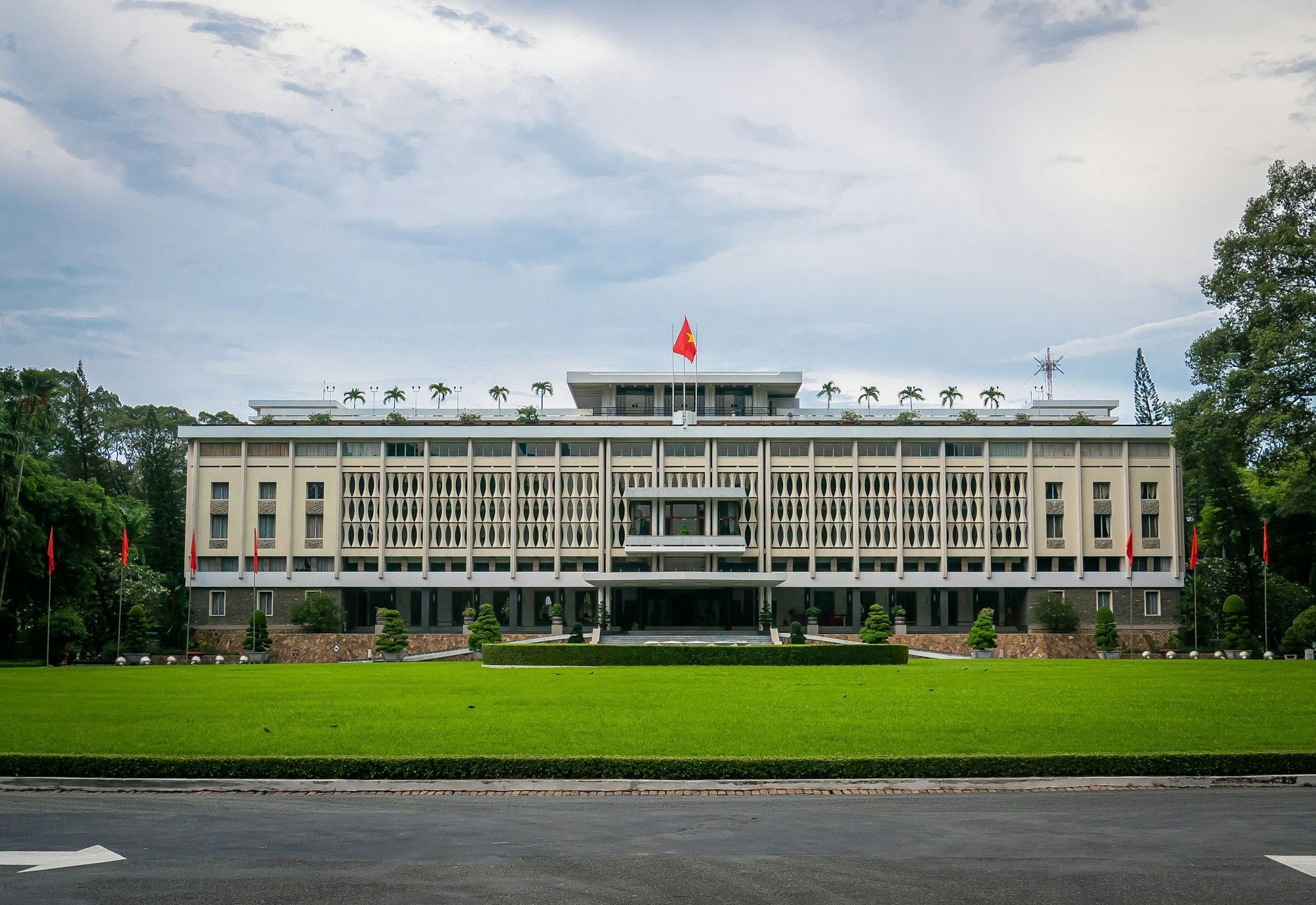 Independence Palace (Dinh Độc Lập), also known as Reunification Palace (Vietnamese: Dinh Thống Nhất), built on the site of the former Norodom Palace, is a landmark in Ho Chi Minh City (formerly known as Saigon), Vietnam. It was designed by architect Ngô Viết Thụ and was the home and workplace of the President of South Vietnam during the Vietnam War. It was the site of the end of the Vietnam War during the Fall of Saigon on 30 April 1975, when a North Vietnamese Army tank crashed through its gates.