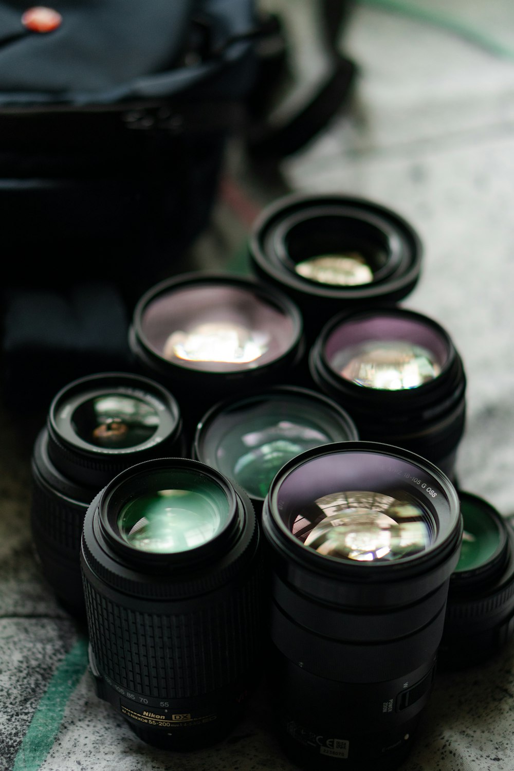 black camera lens with water droplets