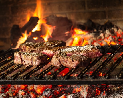 grilled meat on charcoal grill