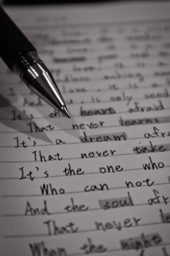 black pen on white paper