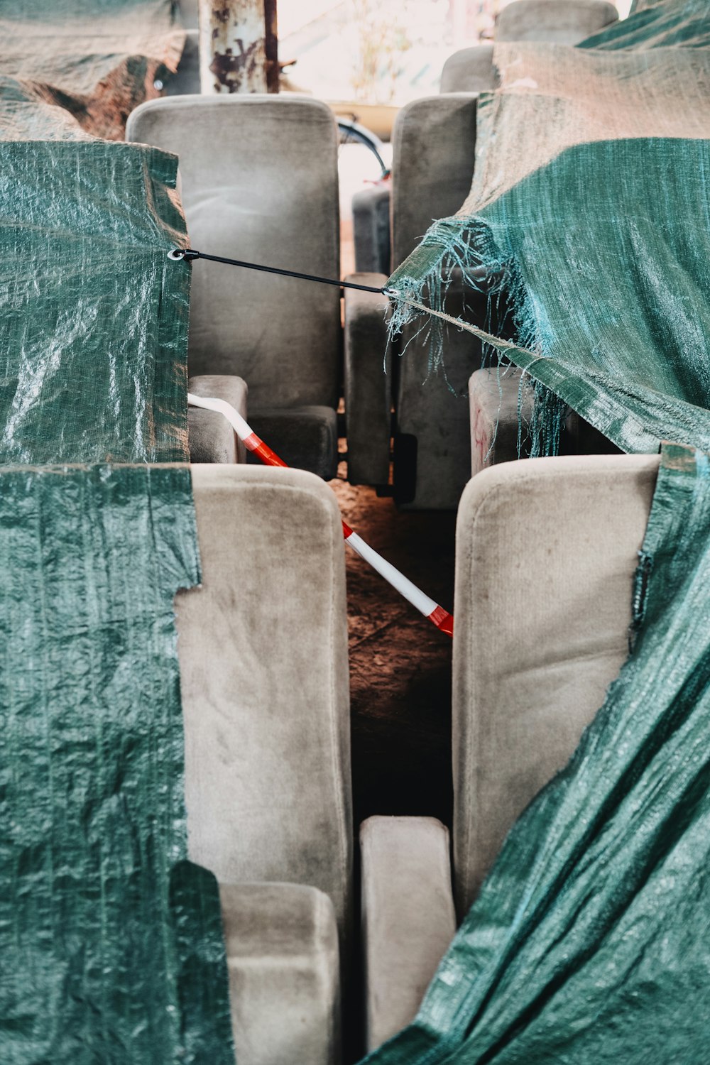 white and red bus seats