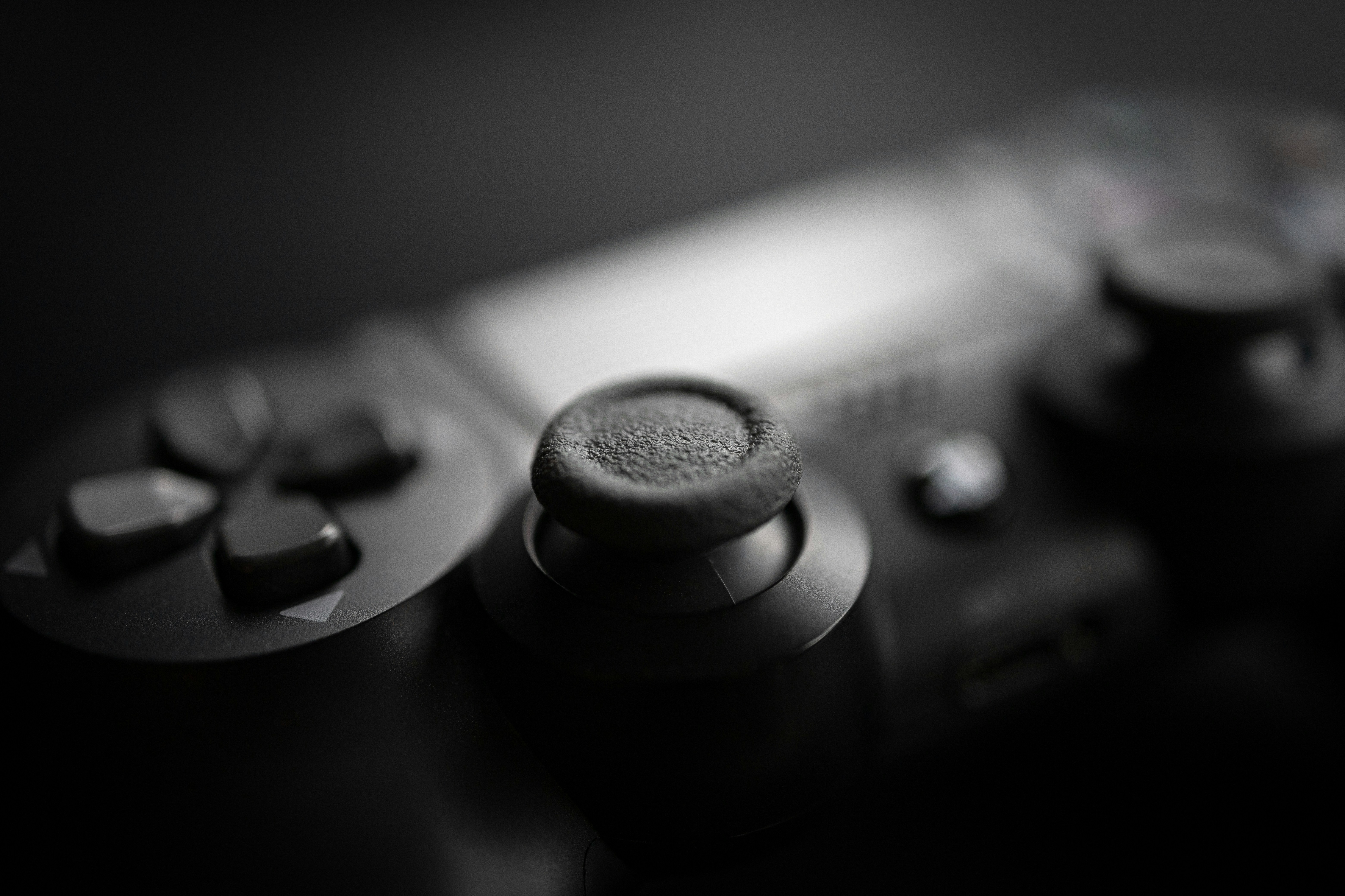 Close-up of a PlayStation 4 controller.