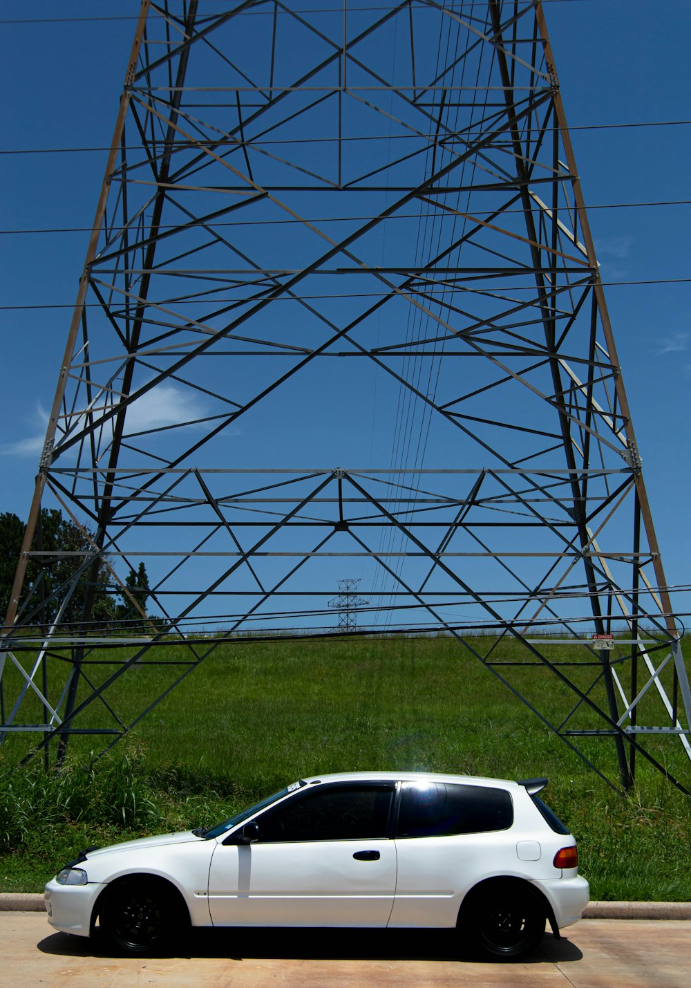 white car on green grass field