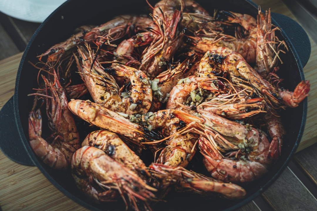 fried shrimps on black round plate