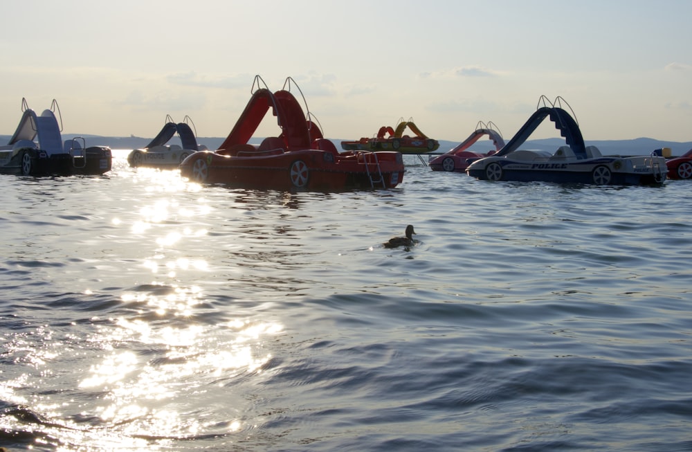 red and black kayak on sea during daytime