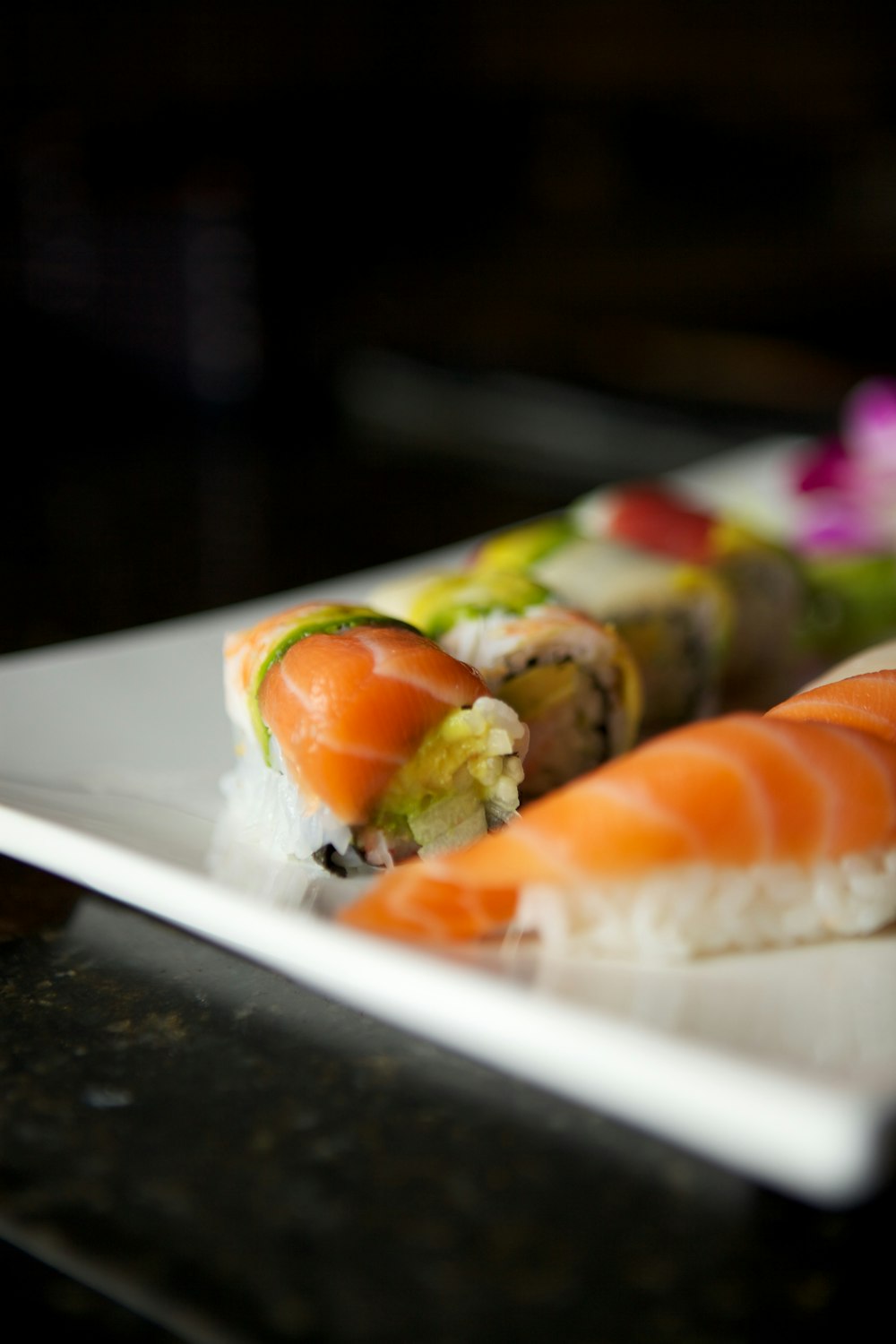 sushi on white ceramic plate