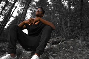 An outdoor scene of a healthcare worker taking a break in nature.