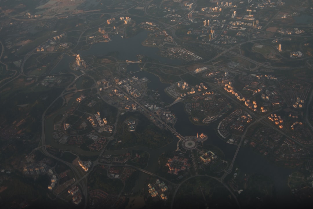 aerial view of city during night time