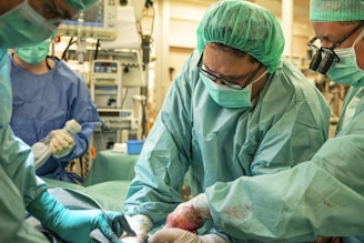 man in green scrub suit