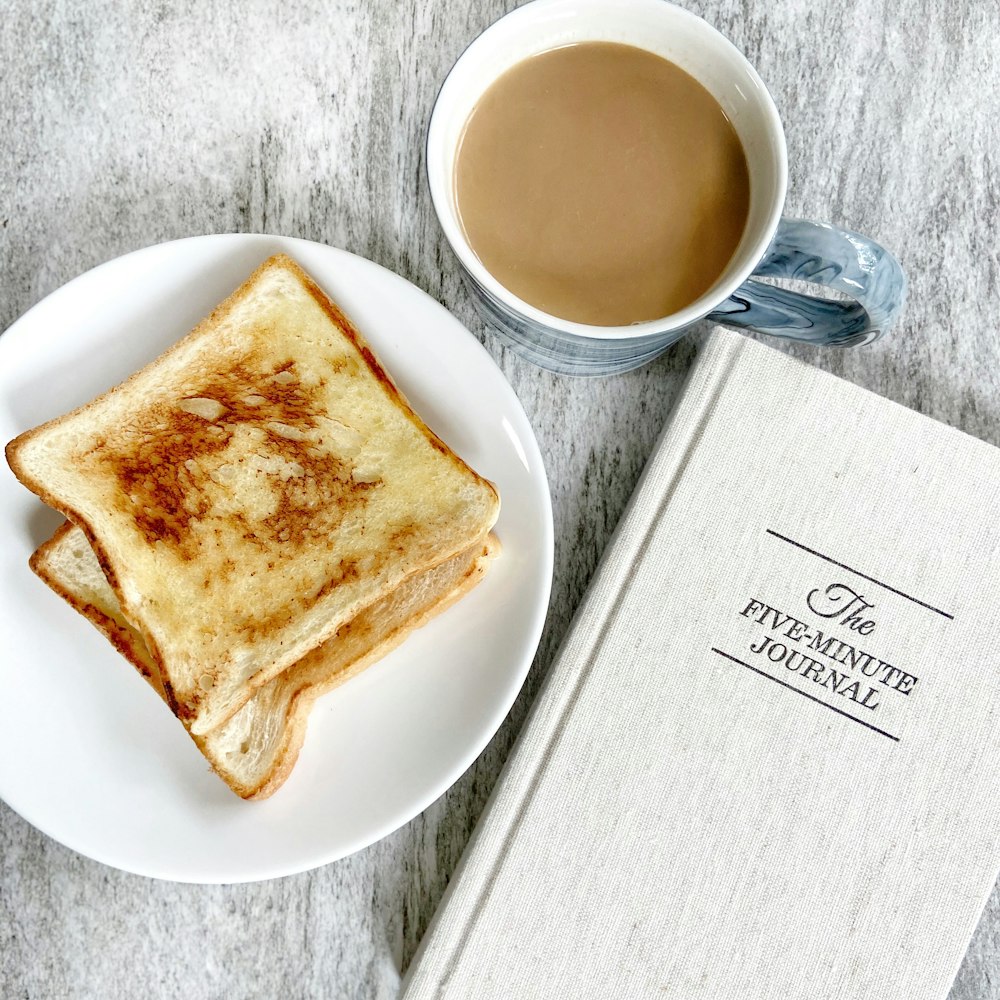 white ceramic plate with brown bread