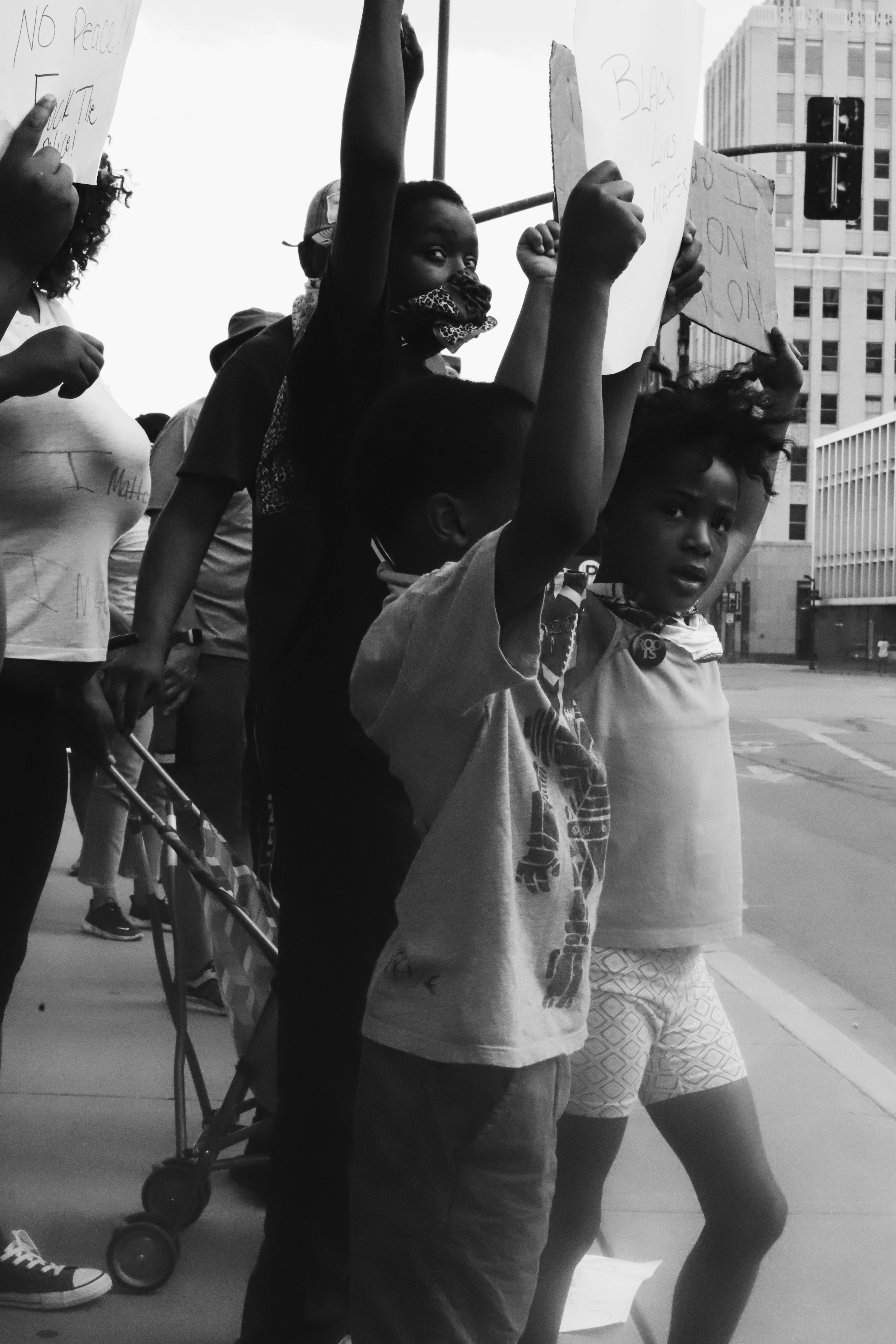 grayscale photo of woman in crew neck t