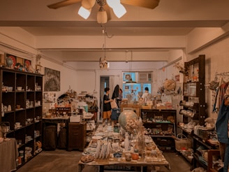 A cozy room filled with rare collectibles and decorative items.