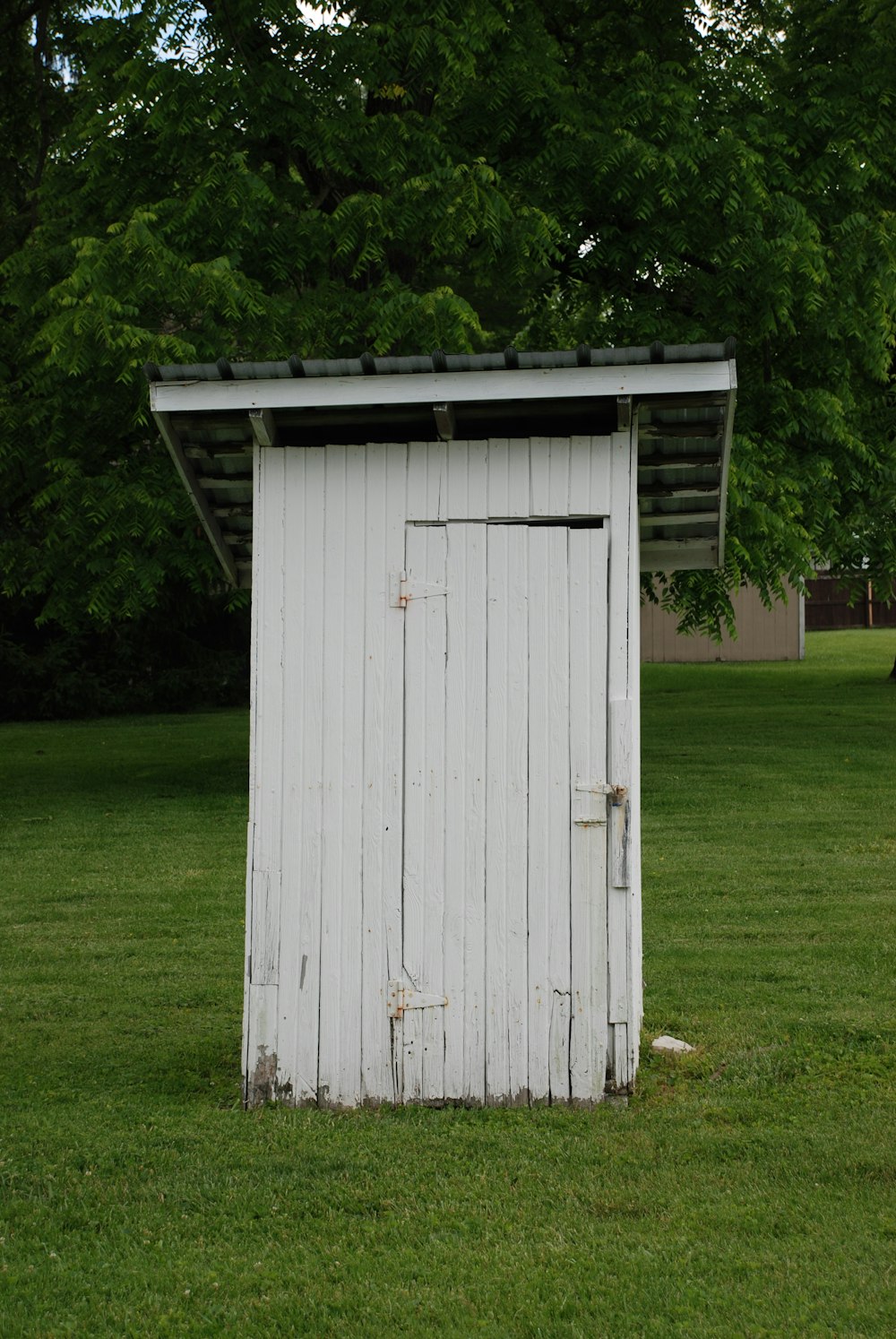 white wooden garage door closed