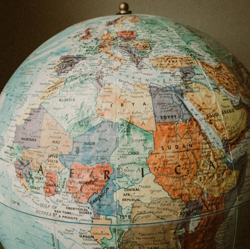 blue and brown desk globe