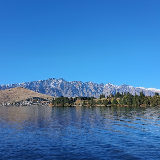 green trees near body of water under blue sky during daytime in Queenstown New Zealand