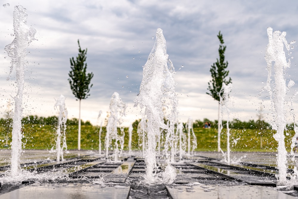 water fountain in the middle of the park