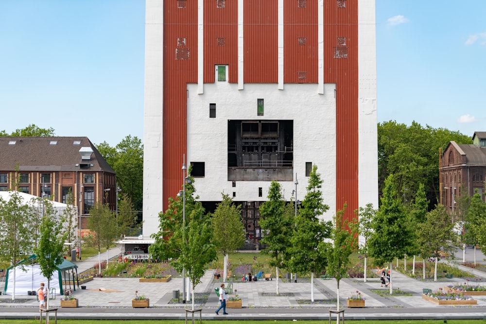 white and red concrete building