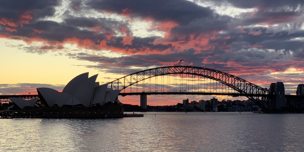 silhouette of bridge during sunset