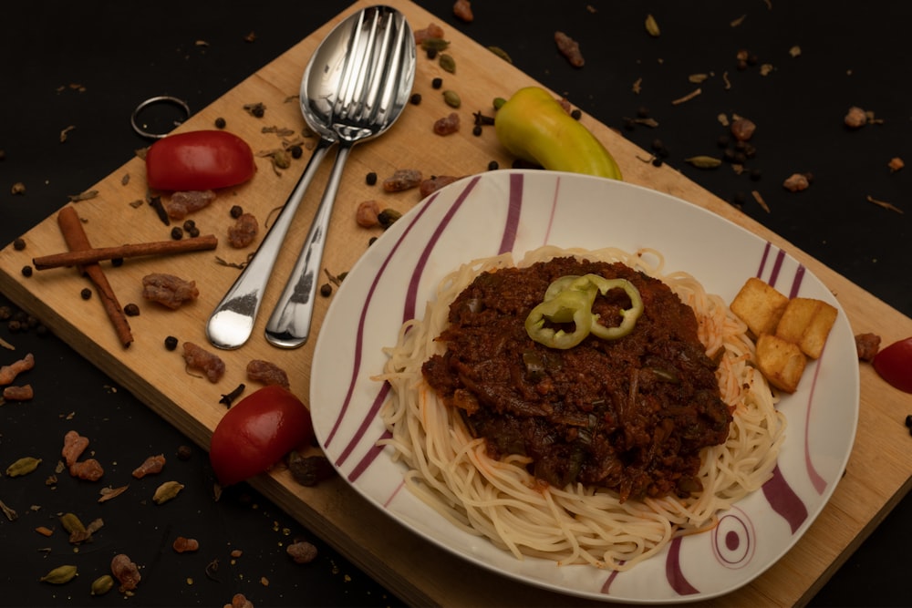 pasta on white ceramic plate