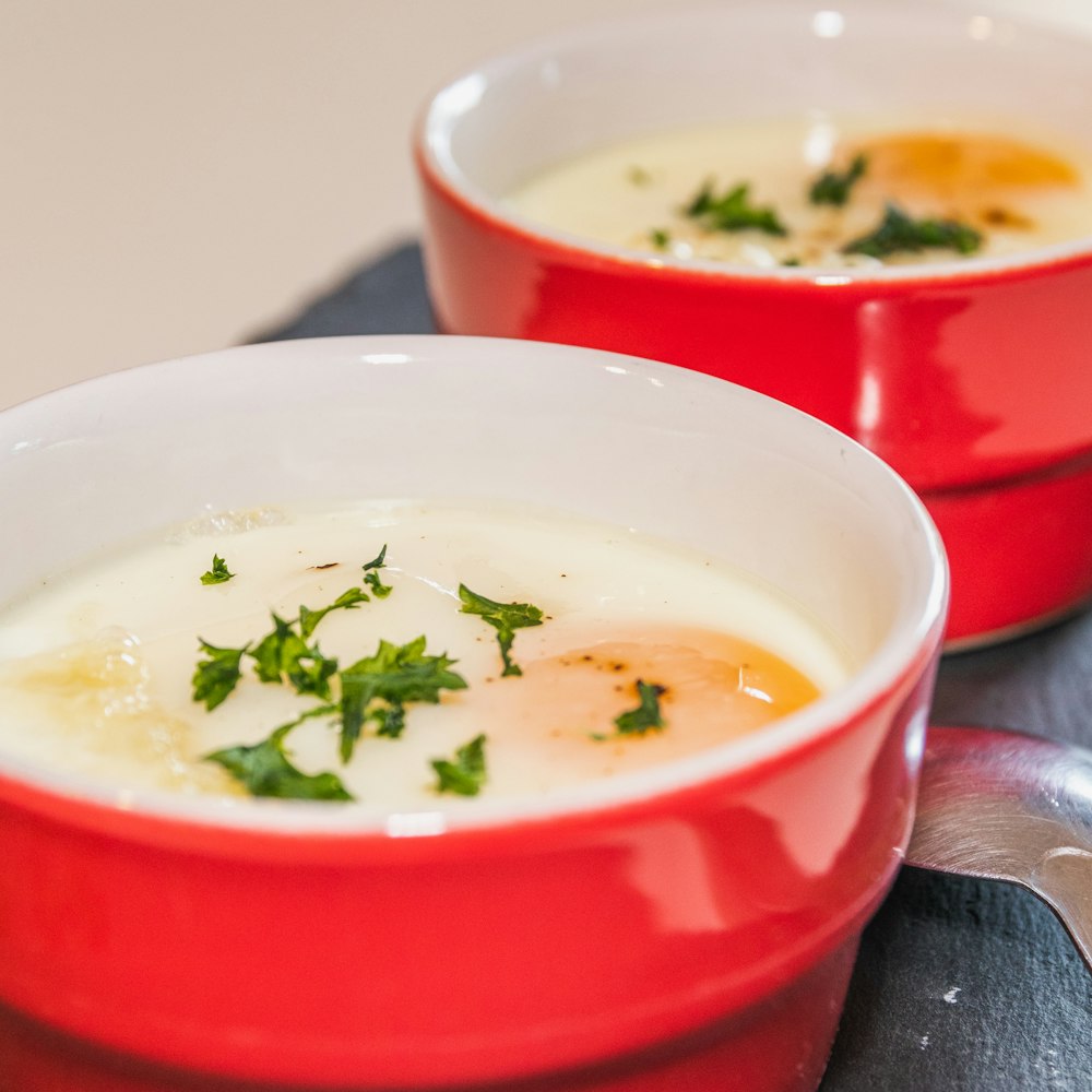 soup in white ceramic bowl
