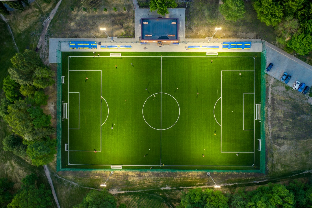 aerial view of soccer field during daytime