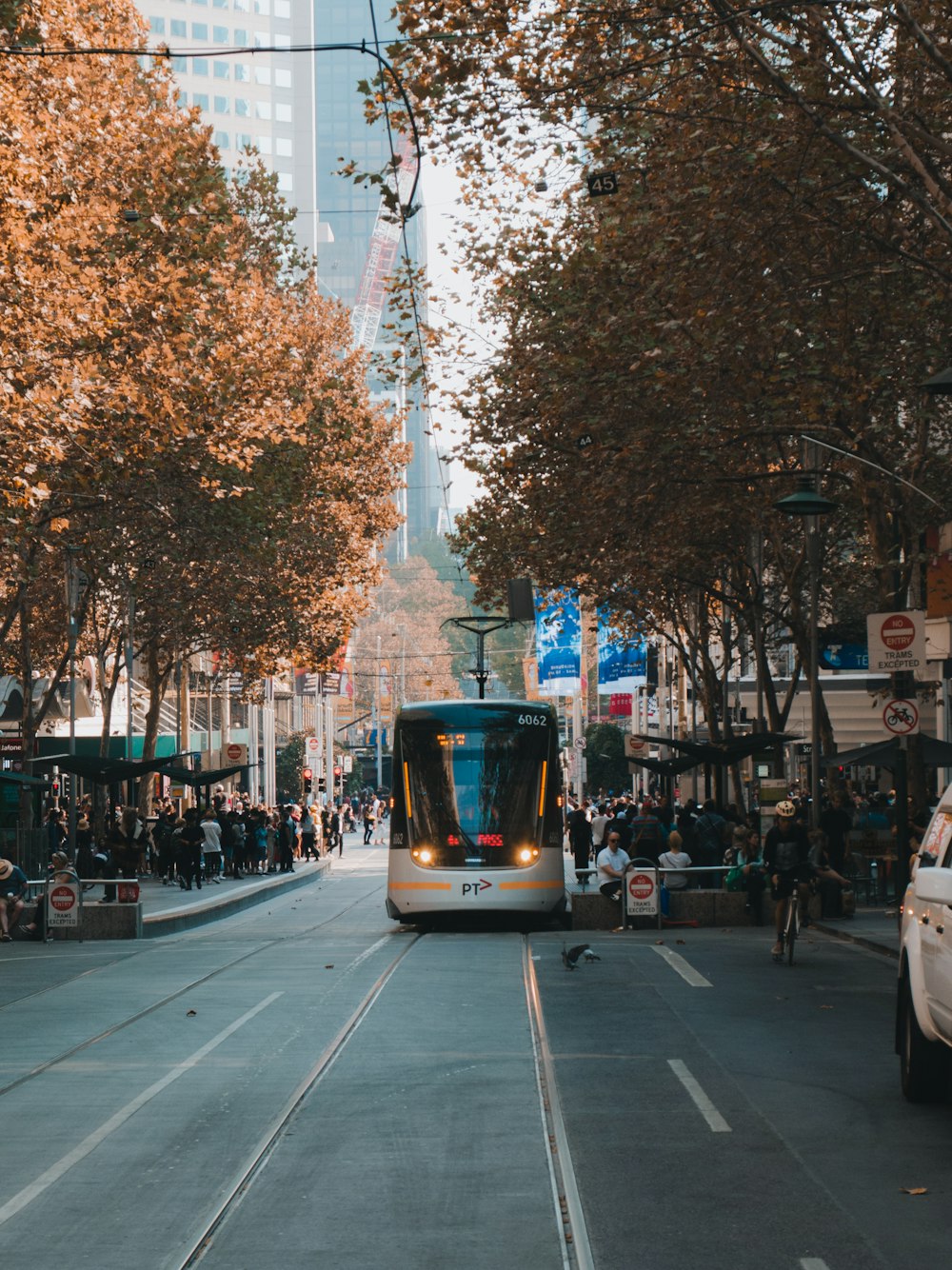 people riding on tram during daytime