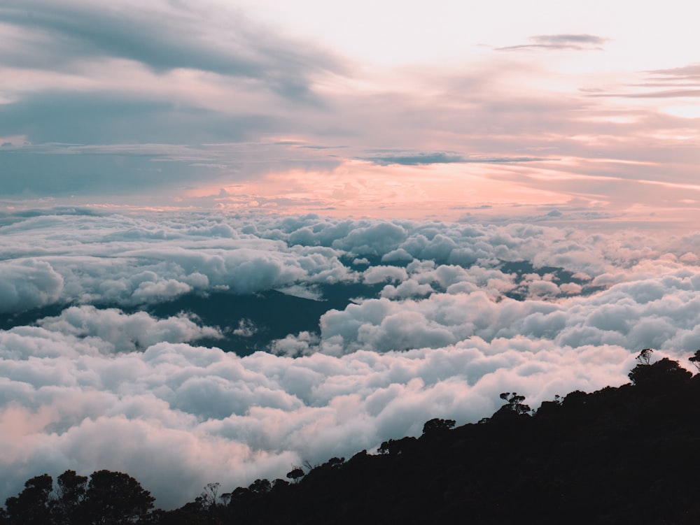 white clouds over the mountains