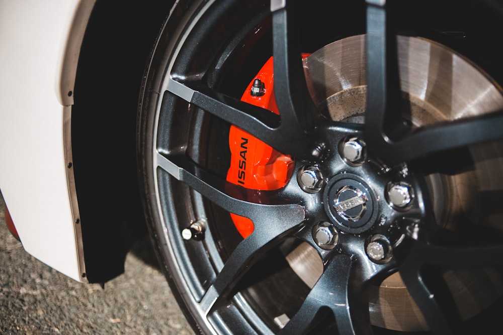 black and silver car wheel