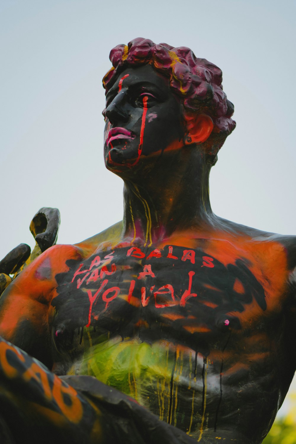 black and red monster statue