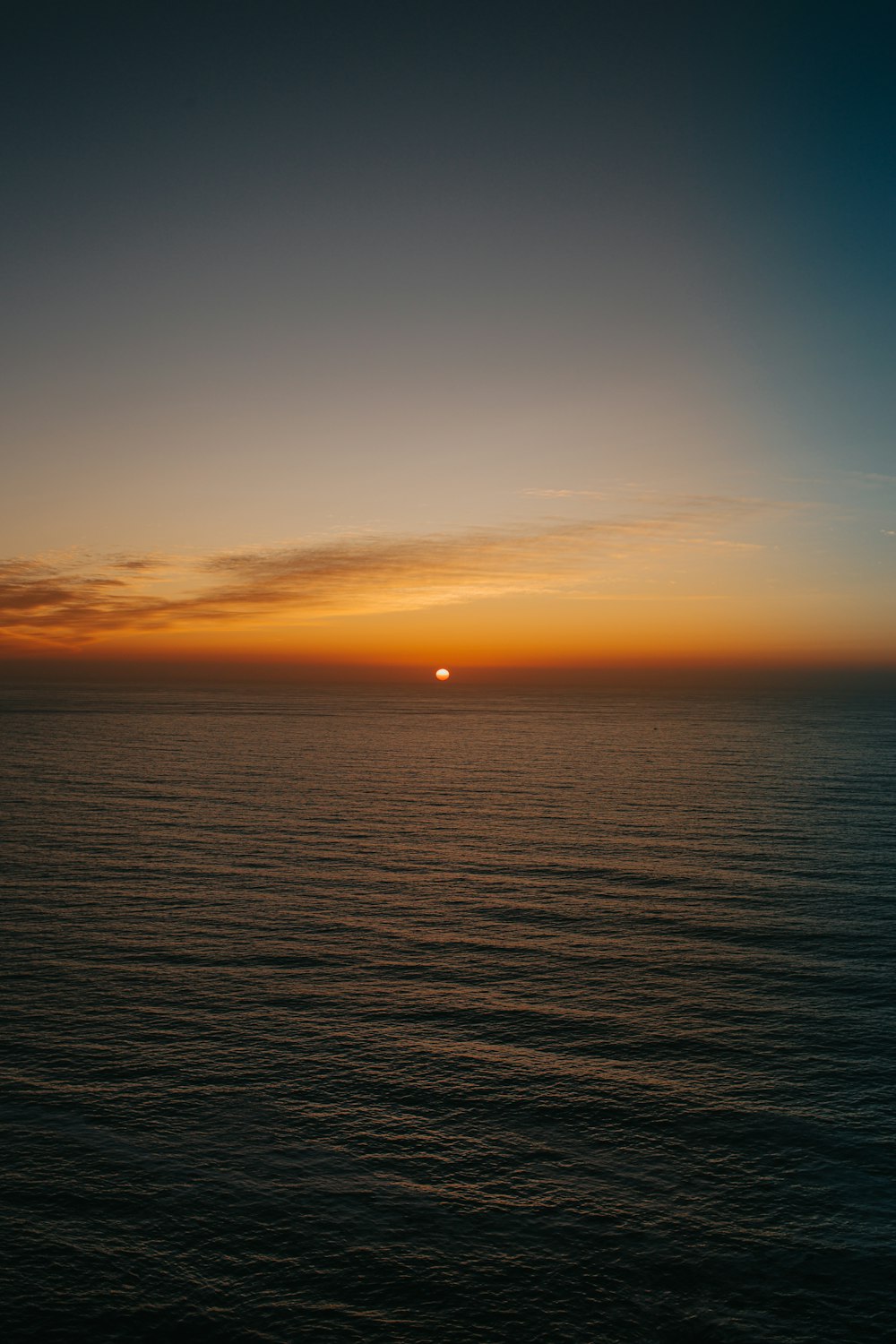 body of water during sunset