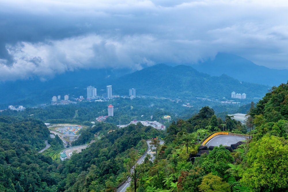 aerial view of city buildings and green trees during daytime