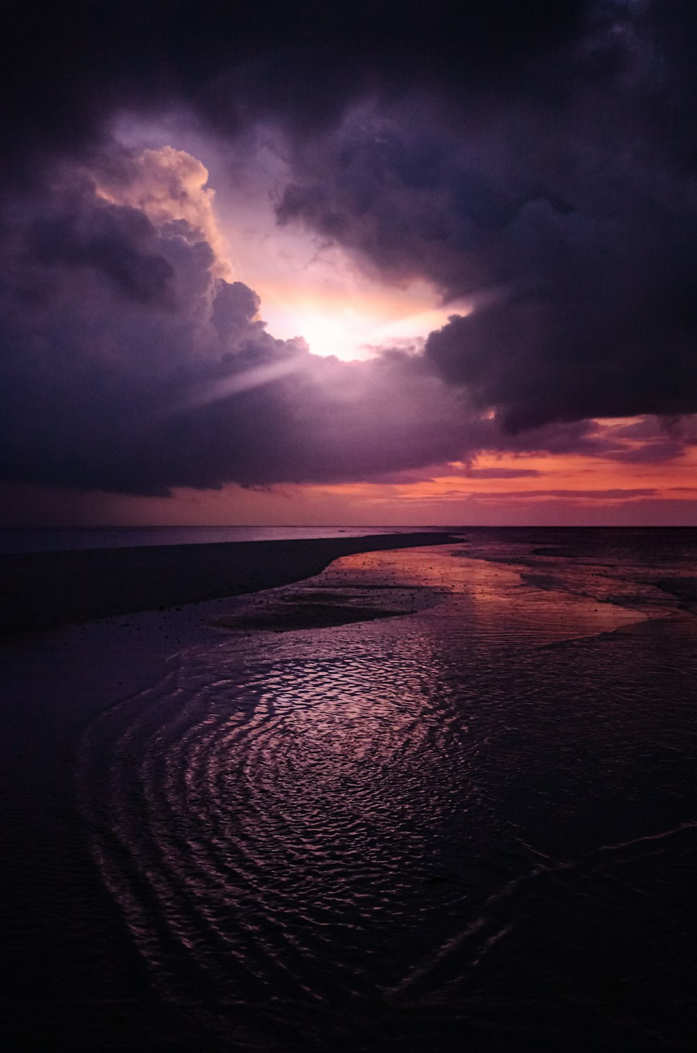 body of water under cloudy sky during sunset