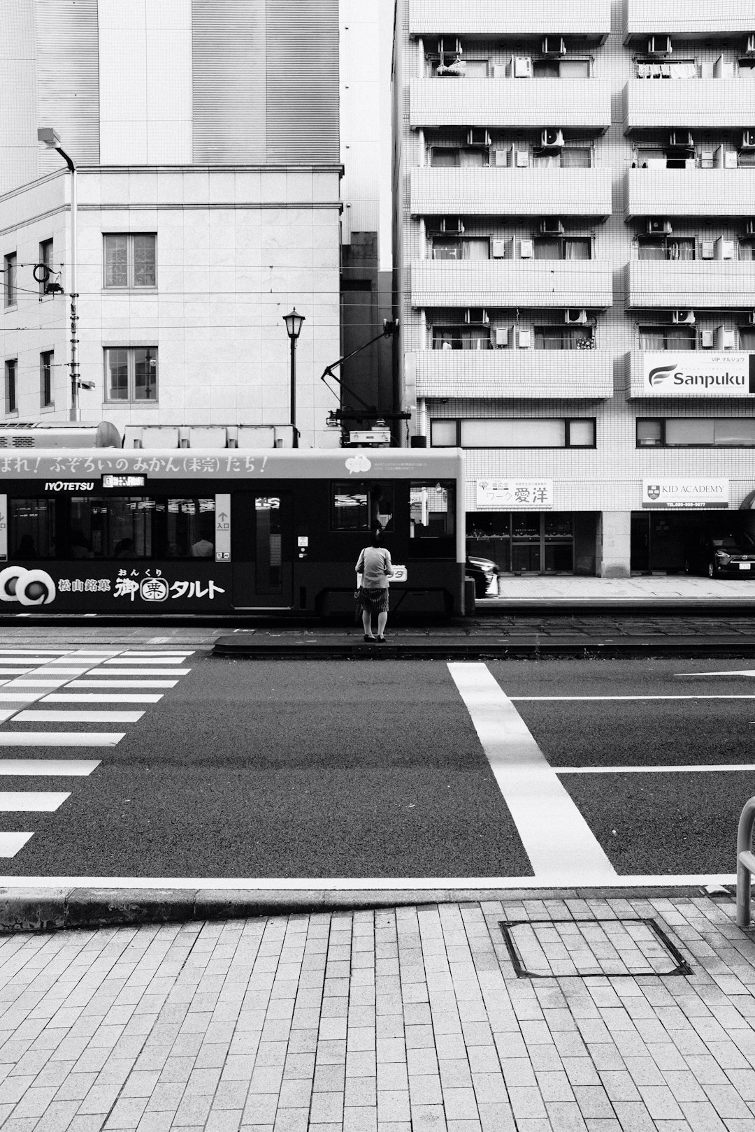 white and black train on the street