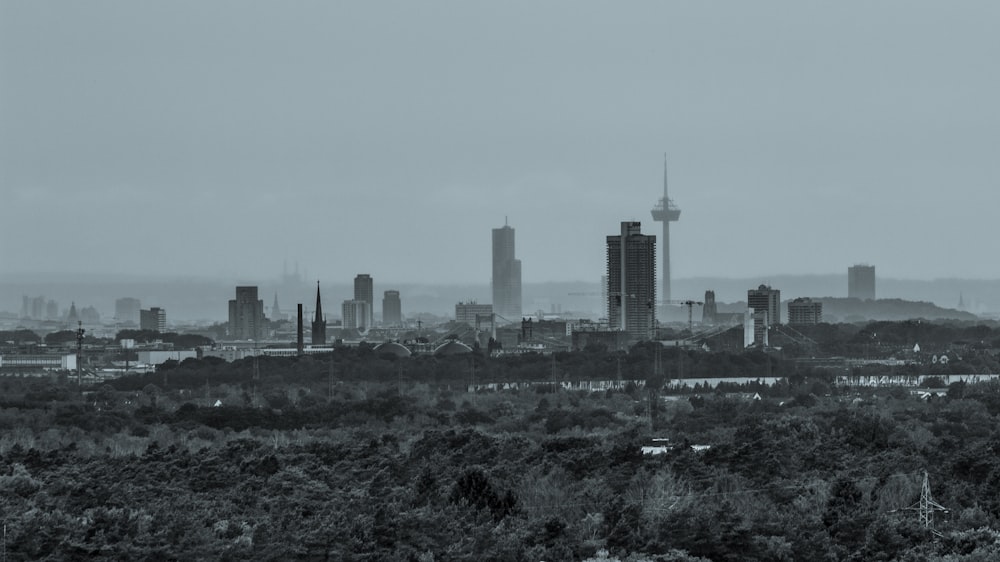 city skyline under white sky during daytime