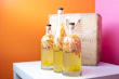 Packaged tropical gift kits featuring grogue bottles, local sweets, and handcrafted souvenirs ready for travel.