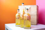 Packaged tropical gift kits featuring grogue bottles, local sweets, and handcrafted souvenirs ready for travel.