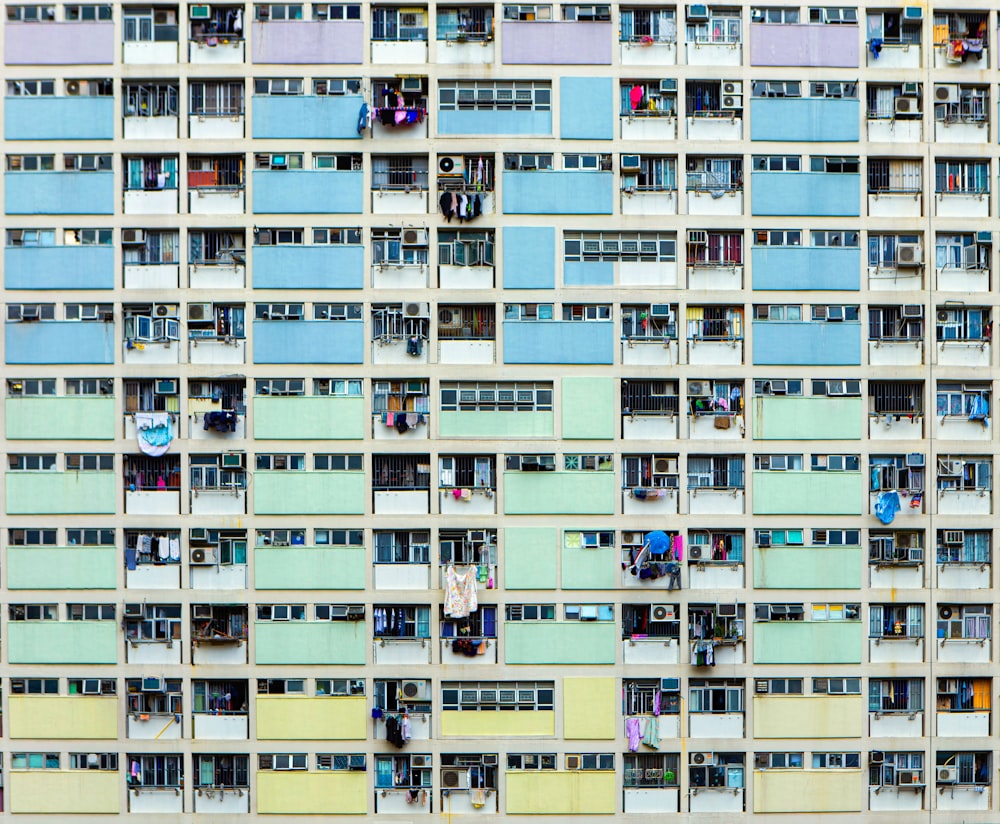 white and blue concrete building