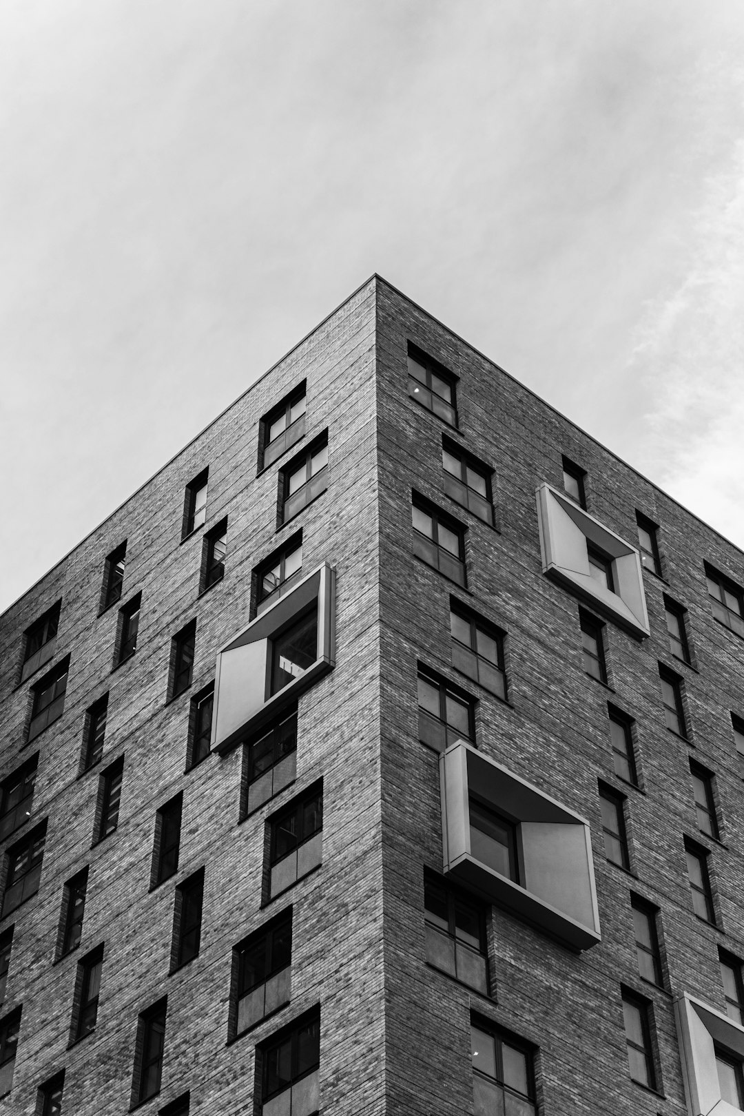 grayscale photo of concrete building