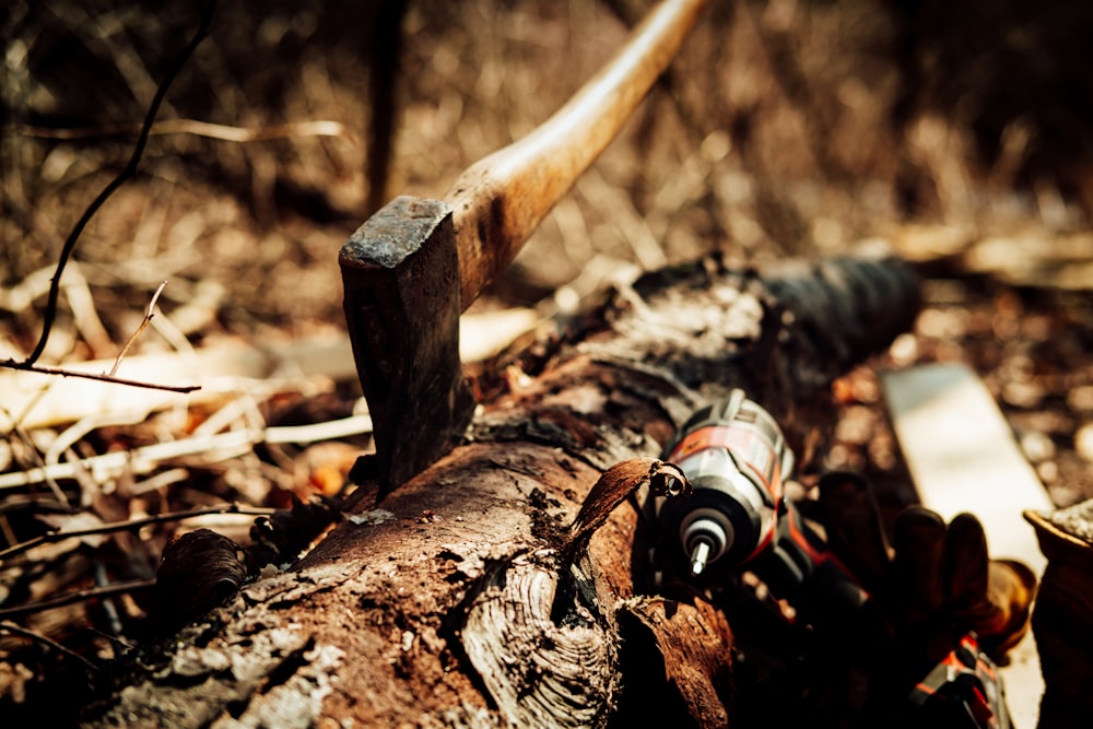 brown wooden handle on brown wood