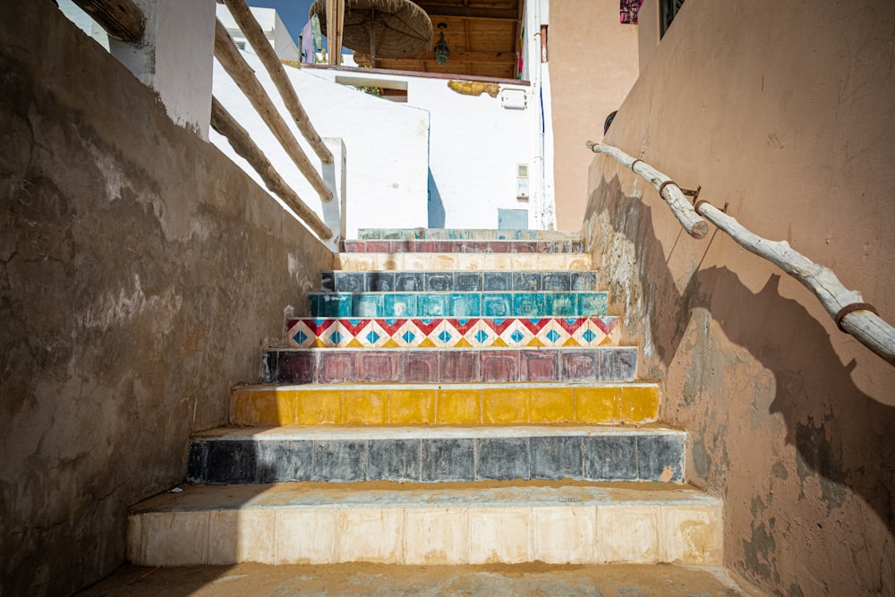 white and brown concrete staircase