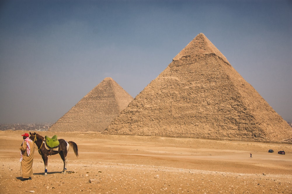 brown pyramid in the middle of desert