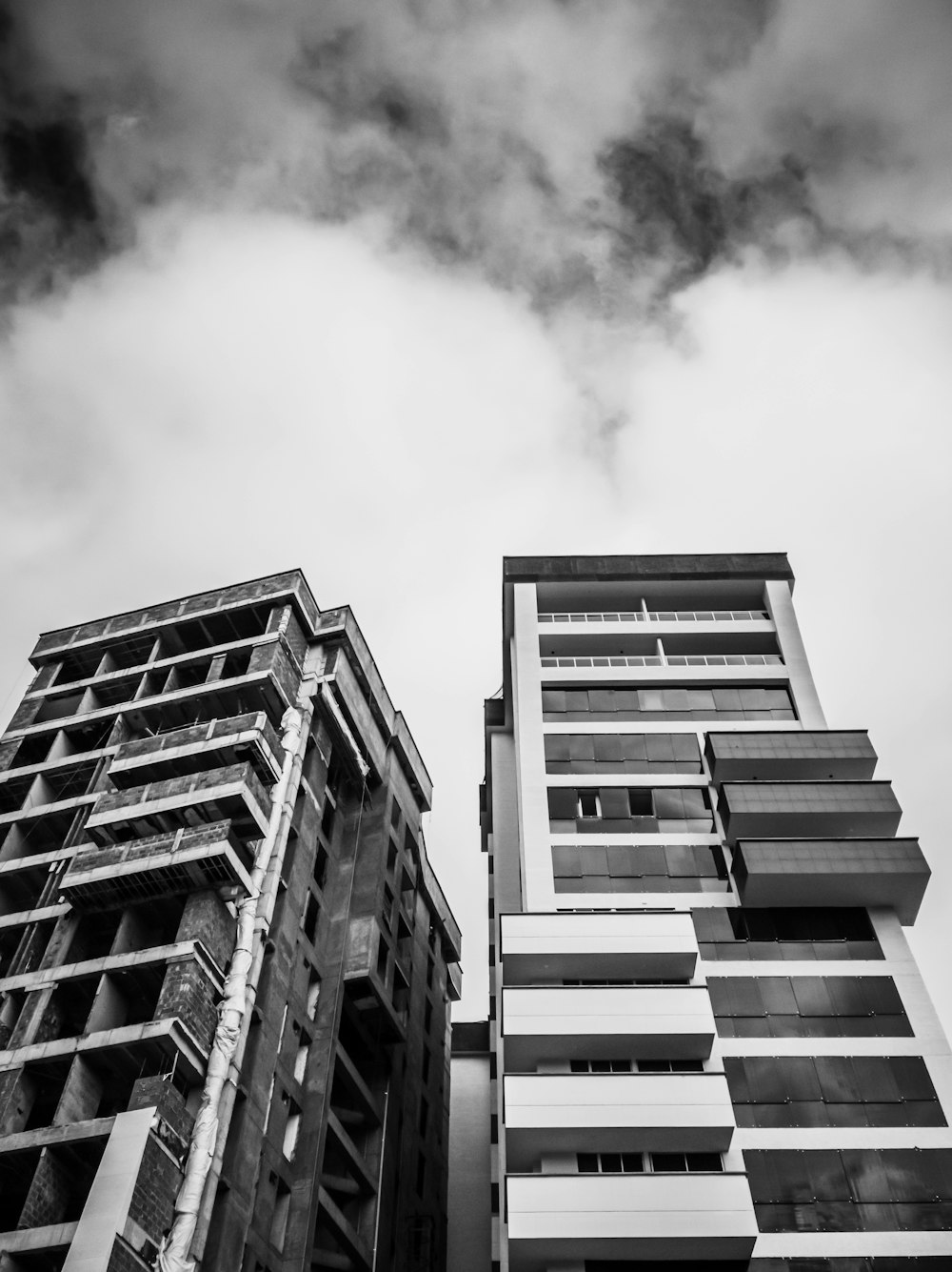 grayscale photo of concrete building