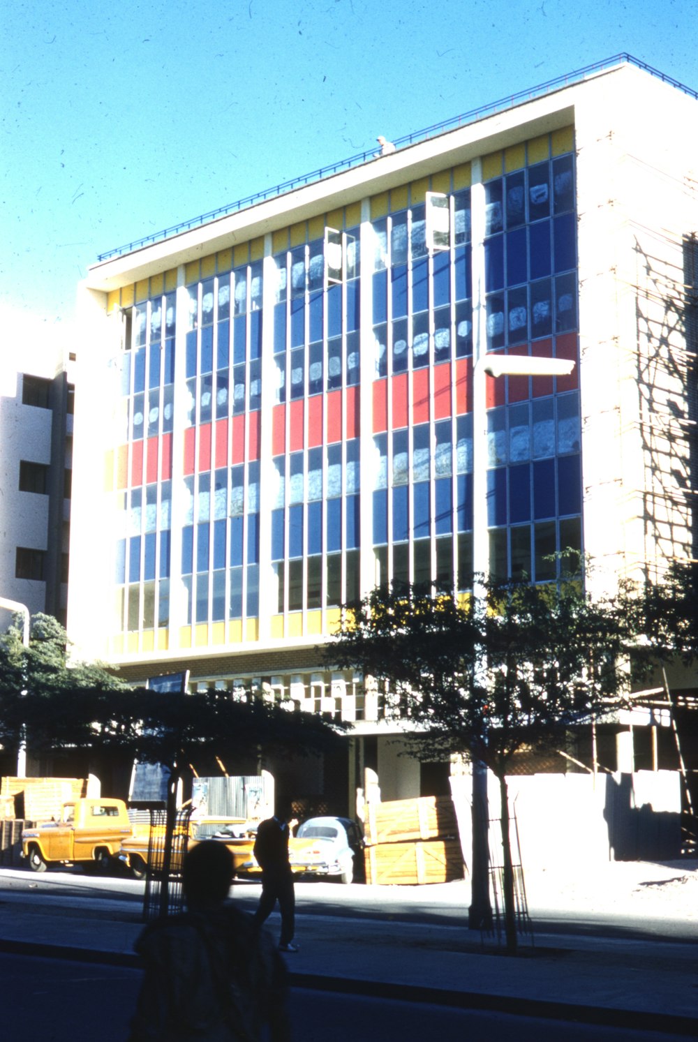 white and blue concrete building